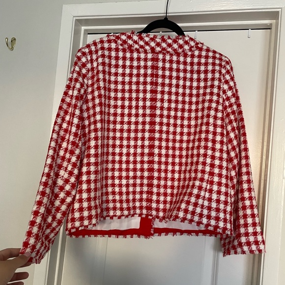 ANN TAYLOR - RED HOUNDSTOOTH / GINGHAM JACKET - Picture 3 of 5